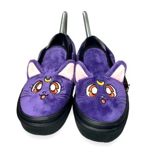 Sailor Moon Pretty Guardian Luna Slip-on Vans Sneakers Purple / Black Youth 2